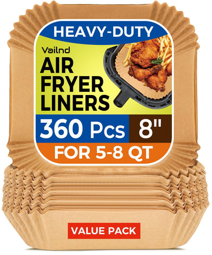 Air Fryer Paper Liners, 200pcs Air Fryer Liners Disposable, 8" Square Baking Liner for 5-8 qt Airfryer Basket, Non-stick and Oil Proof Parchment Paper for Oven, Pans & Baking