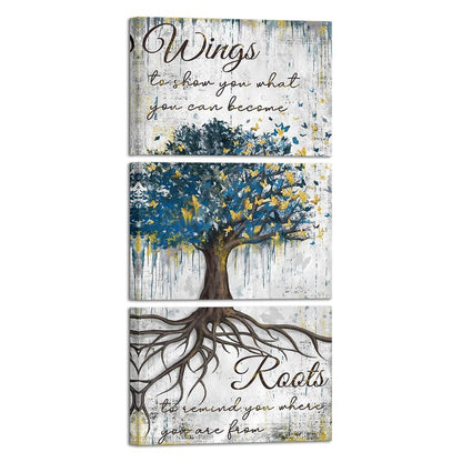 Conipit Vertical Tree Of Life Canvas Wall Art Butterfly Tree Painting Inspirational Butterfly Quotes Wall Decor Rustic Tree Canvas (white, medium)
