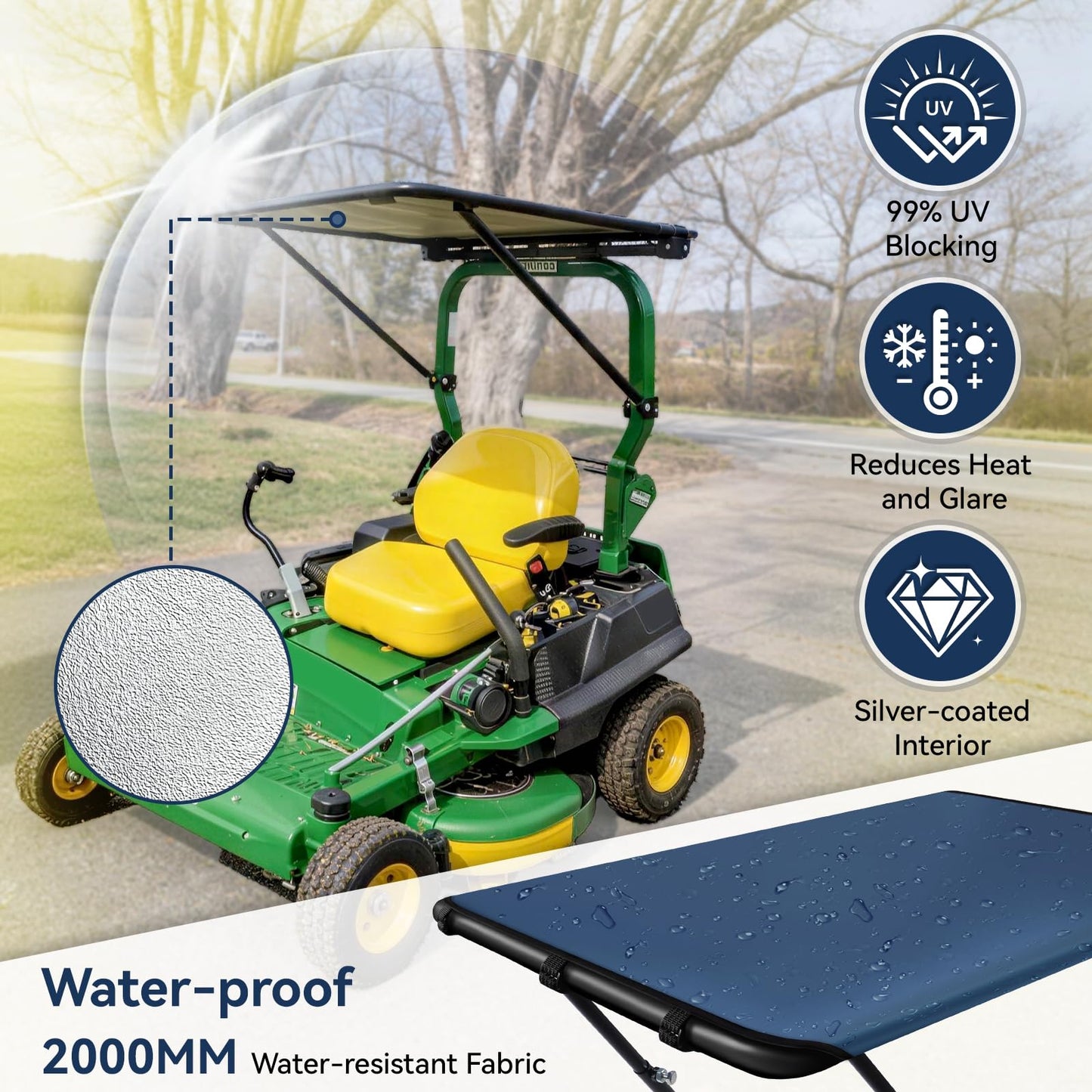 Ajingff Universal Tractor Canopy for ROPS, UV Protection Sunshade Compatible with Compact Tractors, Riding Mowers, Zero Turn Mowers & Lawn Tractors