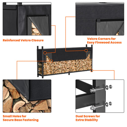 Ultrawall 8ft Heavy Duty Firewood Rack with Waterproof Cover, Freestanding Wood Log Holders for Firewood, Indoor/Outdoor Wood Storage Rack
