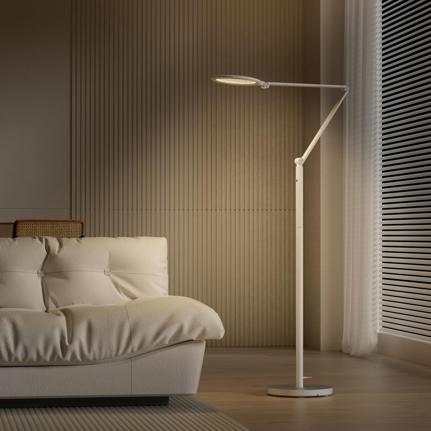 Honeywell LED Floor Lamp - F01WT Sunturalux™ Eye Caring Dimmable Standing Light with Remote,Bright Natural Daylight 5 Colors & 5 Brightness Adjustable Tall Lampara for Home Office Living Room Bedroom