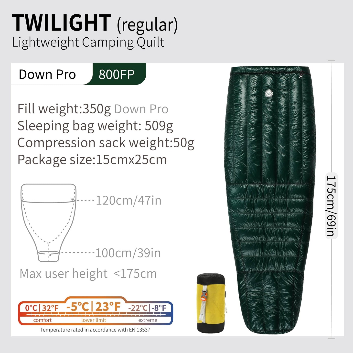WIND HARD Twilight Regular Series -5 Degree 10D 800FP Down Sleeping Bag Ultralight Outdoor Camping Hiking Sleeping Bag for Backpacking