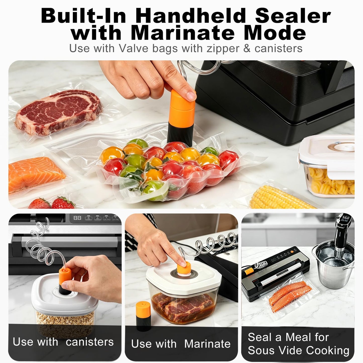 Next-Gen Vacuum Sealer Machine, Food Vacuum Sealer with Powerful Suction Pump, Dual-System for Valve&Textured Bags, Canisters & Marinate, Dual-Heat Seal for Dry&Moist Food, Built-in Cutter&Bag Storage