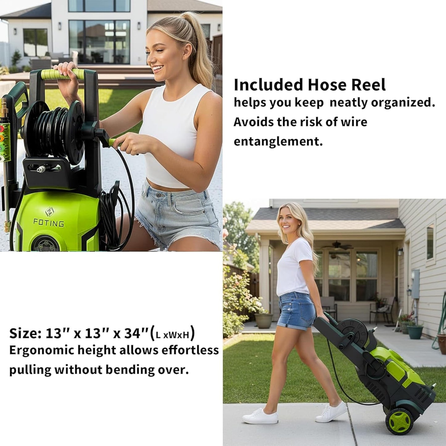 Skiennix 5000 PSI Pressure Washer - Adjustable 8-Level Touch Screen | 34" Tall with 4 Nozzles & Foam Cannon