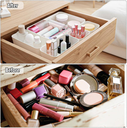 Kifmurase 11-Piece Stackable Plastic Drawer Organizer Set - Versatile Divider Trays for Makeup, Jewelry & Gadgets