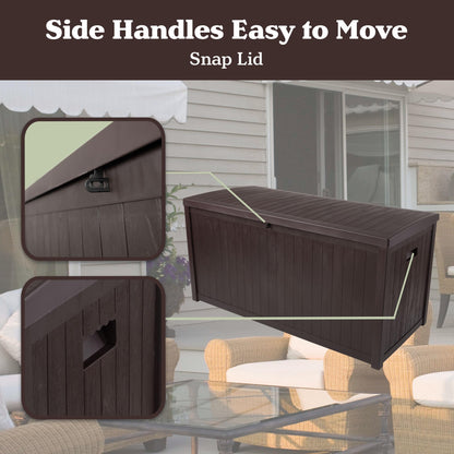 Outdoor Storage Box - 113 Gallon Lockable Deck Box for Pool Accessories, Patio Furniture Cushions, or Package Delivery Boxes for Outside - Deck Boxes Outdoor Waterproof by Pure Garden (Coffee)