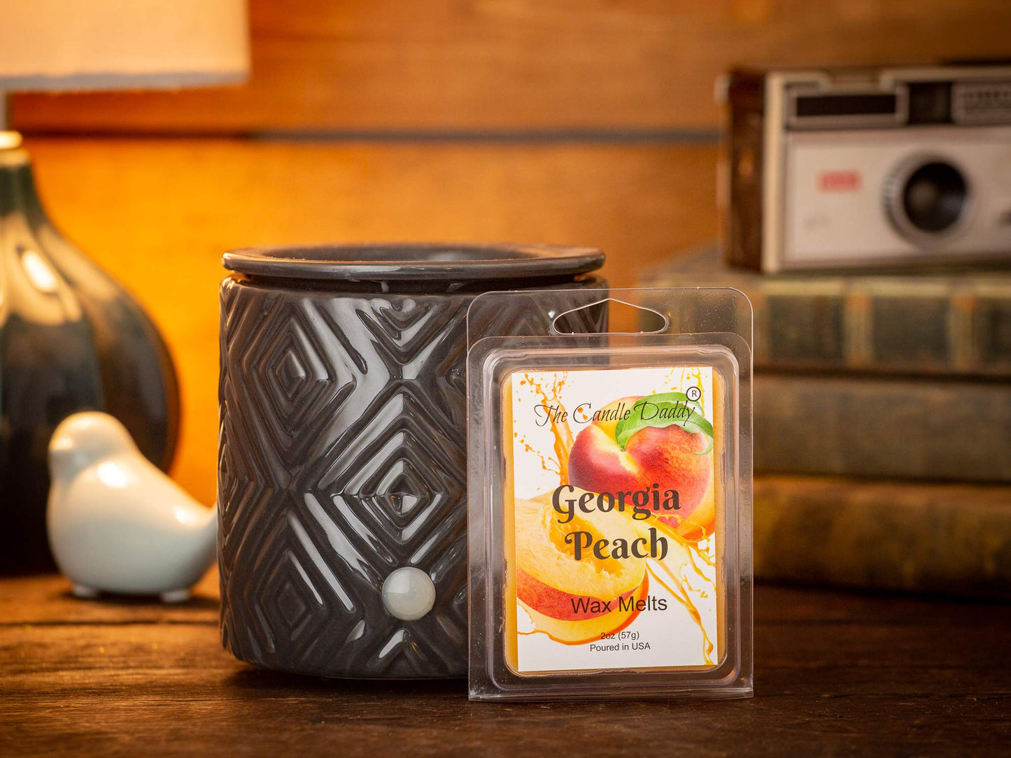 The Candle Daddy Georgia Peach - Southern Peach Fruit Scent - Maximum Scented Wax Cubes/Melts- 5 Packs -10 Ounces Total- 30 Cubes