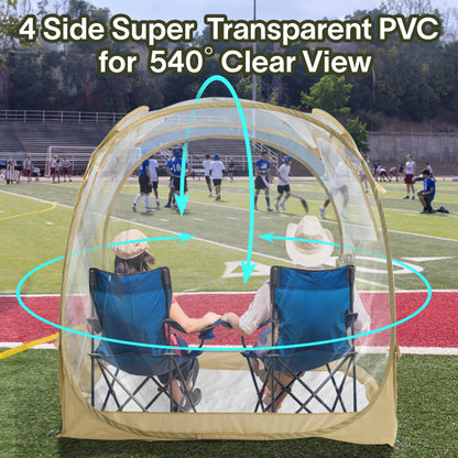 EighteenTek® Pop Up Weather Pod, Sport Pod with Attached Floor, 360° Clear View, UPF 50+ UV Protection, Waterproof All-Weather Instant Shelter for Sports Camping Fishing 70"x70"x63"H