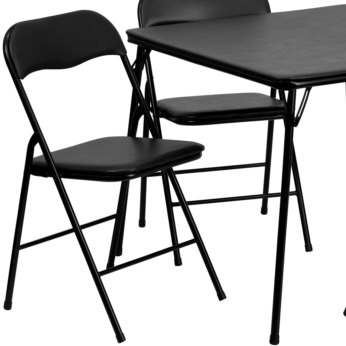Flash Furniture Madison 5-Piece Folding Card Table and Chairs Set, Portable Event Table and Chairs Set, Black