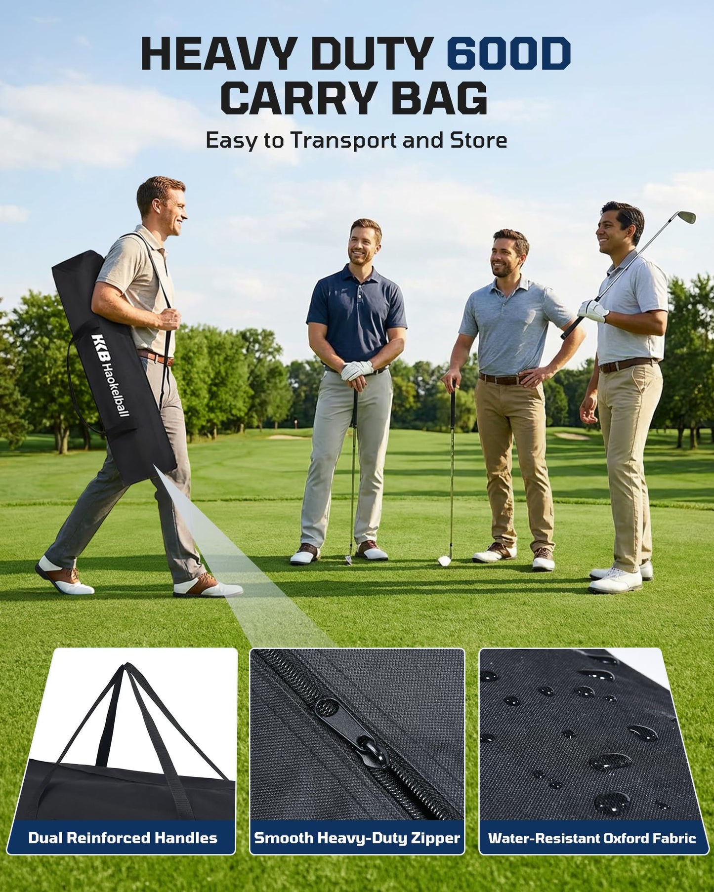 Haokelball Golf Hitting Net for Backyard, 10x8ft Driving Real Balls Practice Nets for Indoor Outdoor Use, Heavy Duty Netting with Side Barriers, Impact Target Cloth and Carry Bag