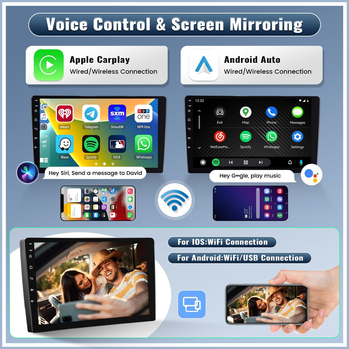 8 Core 6+128G Android 15 for Jeep Compass Patriot 2010-2016 A-pple Car Stereo Radio with Wireless CarPlay Android Auto, 10”1280×720P IPS Touchscreen Bluetooth 5.0 GPS WiFi 32EQ DSP 59UI Rear Camera