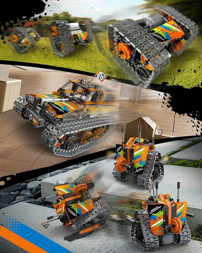 5 in 1 STEM Remote Control Building Kit 392Pcs Blocks Erector Projects Set Toys for Kids Age 8-12 Build a Tank/Robot/AVT DIY Science Educate 6 7 9 10 11 Years Old for Boys &amp Girls Gift Ideas
