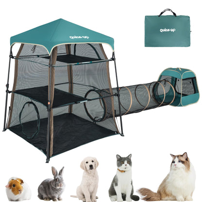 Extra Large catio Outdoor cat Enclosure,3-in-1 Cat Tower Tent with Tunnel/Pop Up Cube, Portable Catio,Cat Tent,Foldable Cat Enclosure for Indoor/Outdoor/Camping Weatherproof & Sunproof(Patented)