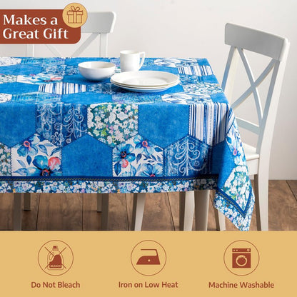 Maison d' Hermine Table Cloth Rectangle Table 100% Cotton 70 x 108 Inches Tablecloth Reusable Decorative for Dining Kitchen Room Farmhouse Home Gifts for Mothers Day Spring Summer - Summer Blues