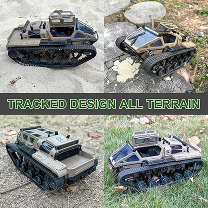 RC Tank Car 1/16 Scale Remote Control Tank Off Road RC Crawler 4WD RTR 360°Rotating Drifting Dual Motor Gearbox Proportional Control Tracked Military Truck Hobby Toy for Adult