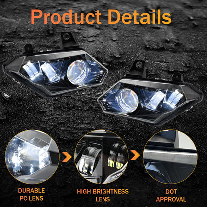 bamotoop DOT Approved LED Headlights for X3 with Hi/Lo Beam for Can-Am Maverick X3 Max XDS XRS R Turbo DPS 2017-2025,Replace 710004658 710004659