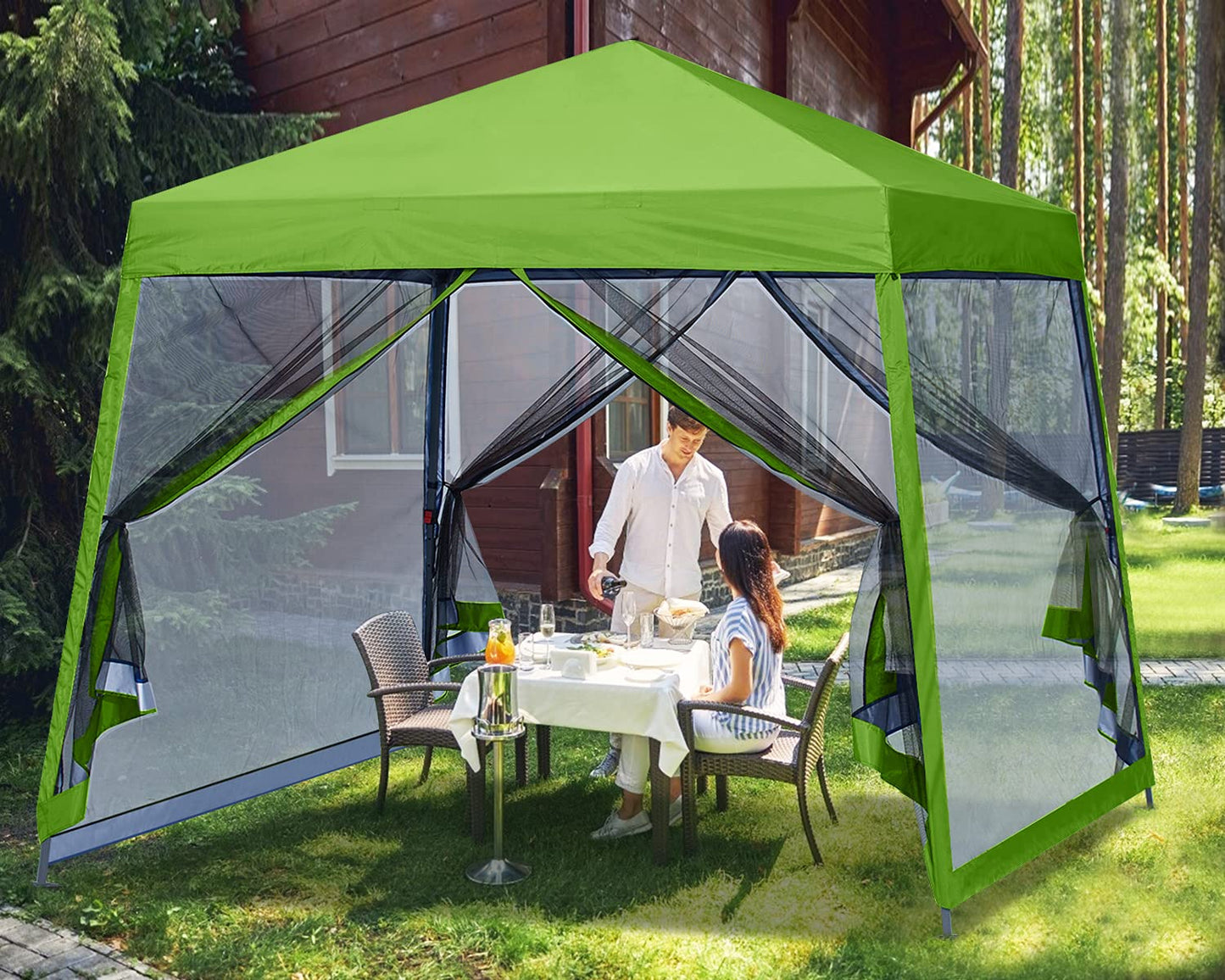 MASTERCANOPY Pop Up Gazebo Canopy with Mosquito Netting (10x10, Grass Green)
