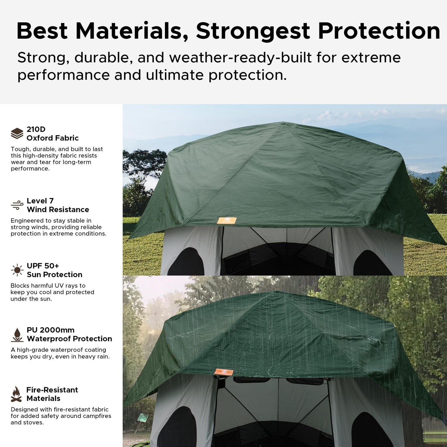 Space Acacia Lite Camping Tent | 4-8 Person Pop Up Tents for Camping | Lightweight & Durable Beach Tent | Level 7 Wind Resistance, UPF 50+ | Quick Setup for Camping & Backyard, Banyan
