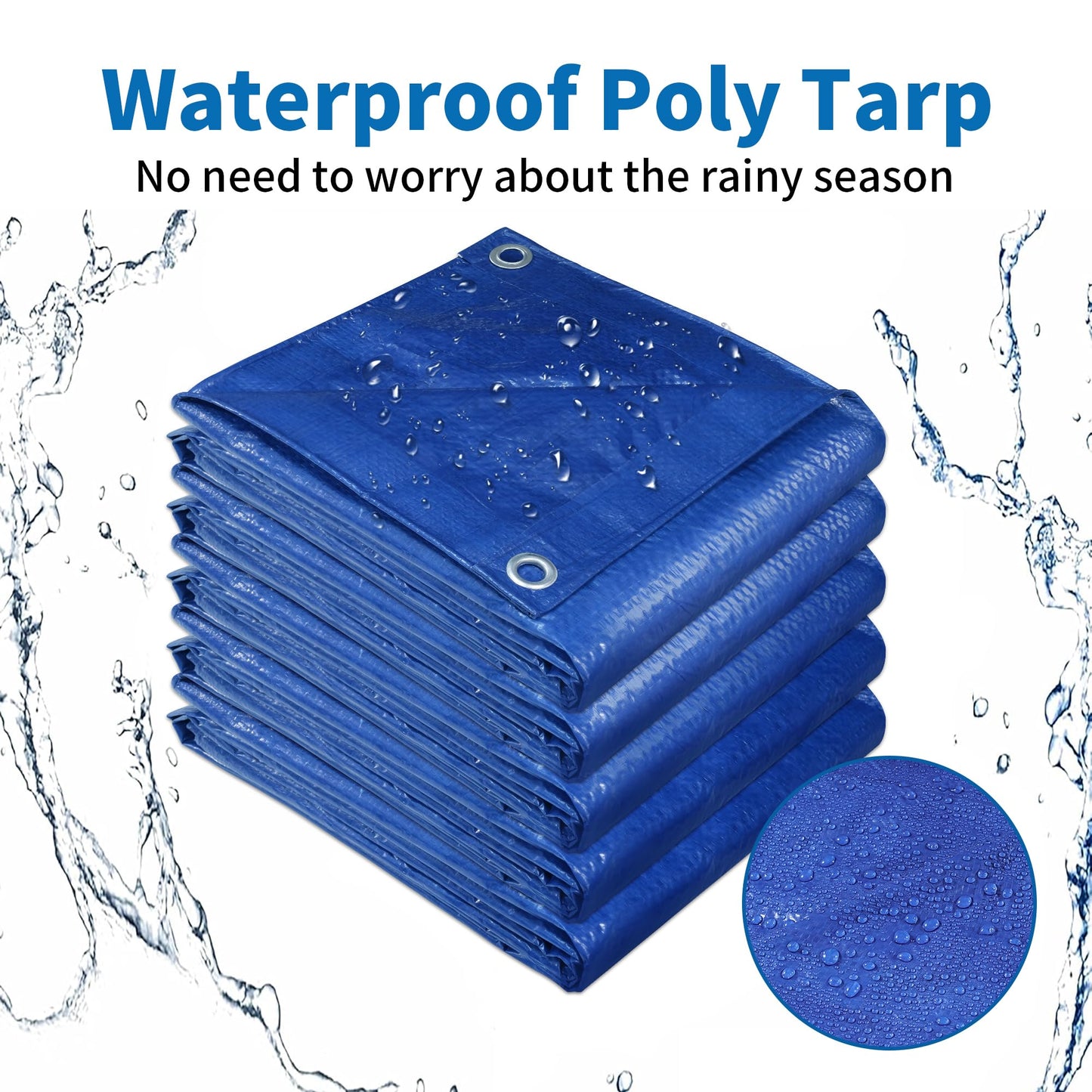 TARPAL 40x50 Feet Blue Tarp Waterproof 5mil Extra Large tarp Multipurpose Protective Cover All Purpose Poly Tarps for Firewood,Camping,Tent,Outdoor Furniture