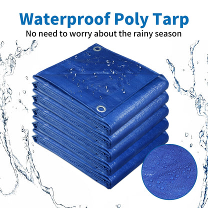 TARPAL 40x50 Feet Blue Tarp Waterproof 5mil Extra Large tarp Multipurpose Protective Cover All Purpose Poly Tarps for Firewood,Camping,Tent,Outdoor Furniture