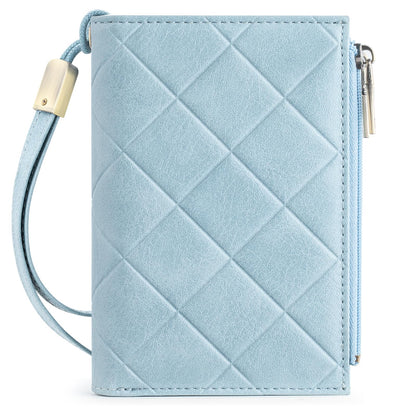 XINNSTAR Small Wallet for Women RFID Blocking Leather Trifold Compact Ladies Wristlet Card Wallets with Dual Zipper Coin Pocket ID Window