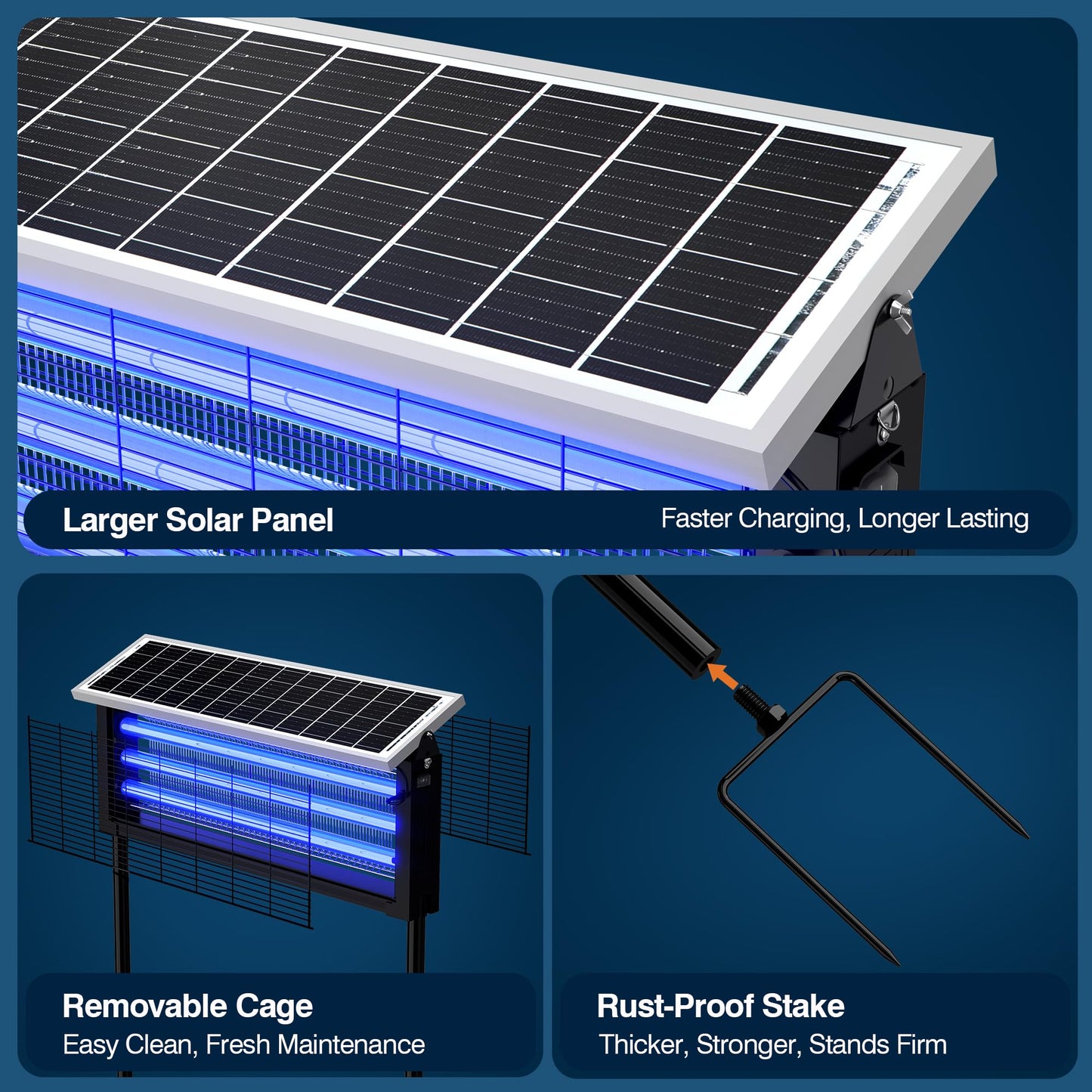 Solar Bug Zapper Outdoor, Mosquito Zapper, Fly Zapper Rechargeable Mosquito Killer, Mosquito Repellent Outdoor for Patio, Backyard, Camping, Waterproof