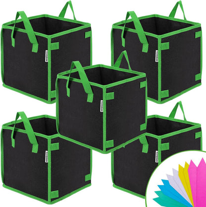 VIVOSUN 5 Gallon Square Grow Bags - Durable Nonwoven Fabric Pots with Handles for Gardening