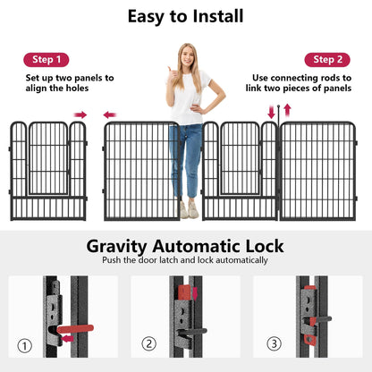 Jhsomdr Dog Playpen 32 inch 10 Panels Portable Pet Fence Outdoor for Yard Indoor Dog Pen for Medium/Small Animals, Large Pet Puppy Playpen Heavy Duty Pet Fence for RV Camping, Yard