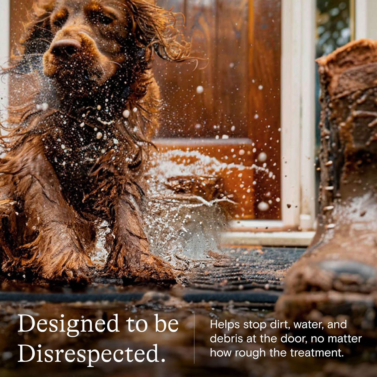 WaterHog Boxwood Front Door Mat Indoor Outdoor Entrance, Absorbent All-Weather Doormat with Non-Slip Rubber Backing, Dirt & Moisture Trapper, Low Profile & Easy Clean, Made in USA, 35"x59" Medium Grey
