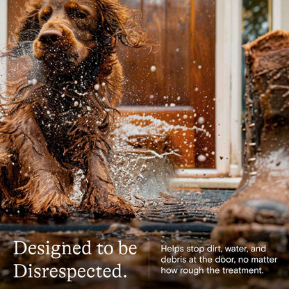 WaterHog Boxwood Front Door Mat Indoor Outdoor Entrance, Absorbent All-Weather Doormat with Non-Slip Rubber Backing, Dirt & Moisture Trapper, Low Profile & Easy Clean, Made in USA, 35"x59" Medium Grey
