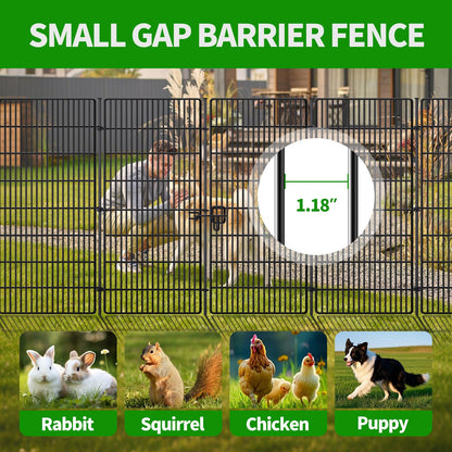 15 Panels No Dig Decorative Garden Fence - 48 in (H) x 21 ft (L), Tall Garden Fences - Dog Fence Outdoor for Yard, Rustproof Metal Animal Barrier Ground Stakes Fencing for Garden, Patio