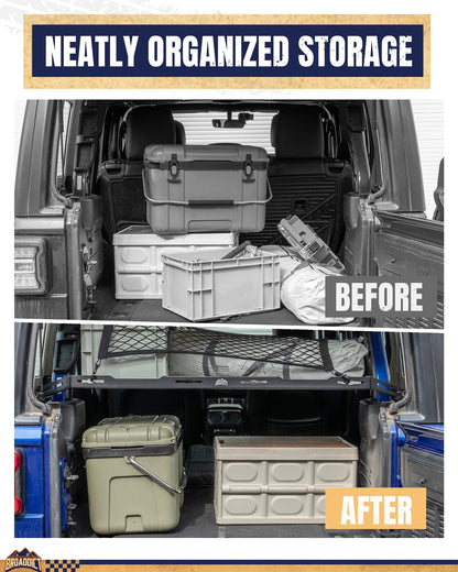 Broaddict Rear Trunk Cargo Rack Basket Tray Fit for 2007-2026 Jeep Wrangler JK JL Unlimited 4 Door Hardtops, Interior Luggage Carrier Storage Shelf for Camping Trip Gear