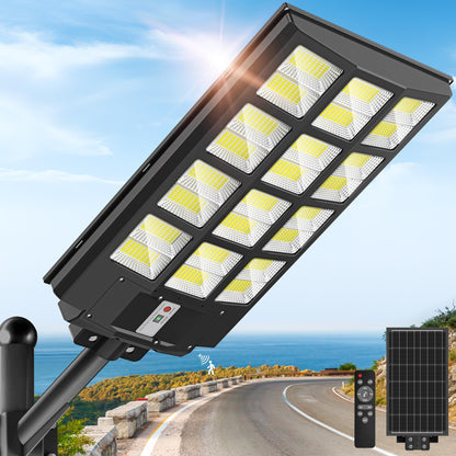 OKPRO 10000W Solar Street Lights Outdoor, IP66 Waterproof Solar Lights Outdoor with Motion Sensor & Remote, Dusk to Dawn Commercial Security Lighting for Parking Lot, Yard, Farm, Driveway