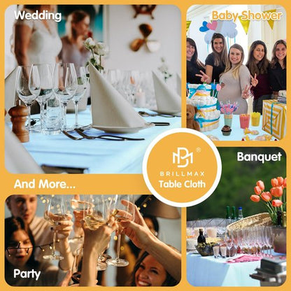 BRILLMAX 8 Pack Light Blue Tablecloths 70 x 120 Inch for 6ft & 8ft Rectangle Tables - 150 GSM Polyester Fabric, Universal Fit, Water, Stain & Wrinkle Resistant Cloth Cover for Wedding Banquet
