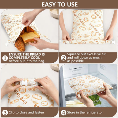 Skiennix Reusable Beeswax Bread Bags - Eco-Friendly Food Storage for Sourdough & Homemade Bread | 2 Pack, Large Capacity