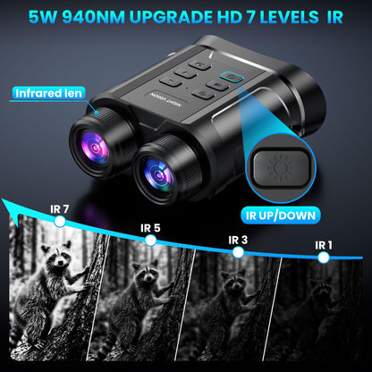 Birthday Gifts & Night Vision Goggles - 5W Upgraded 4K HD IR Binoculars - 8X Digital Zoom/Rechargeable Battery/32GB Card/Flashlight, Camping Exploration Gifts for Men Dad Husband Boy Friend