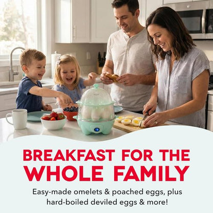 Dash Deluxe Egg Cooker | 12-Egg Capacity Boiler, Poacher & Steamer - BPA Free, Aqua Color