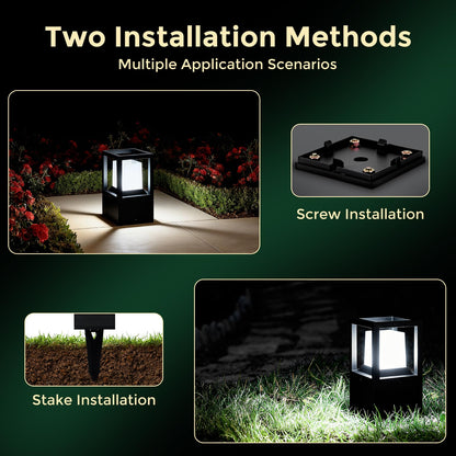 Gardencoin Landscape Bollard Lights Outdoor, Low Voltage 12V LED Pathway Lighting, Modern Post Lantern Wired, Aluminum Waterproof Floor Pillar Lighting with 5W 5000K E26 Bulb, 2 Pack