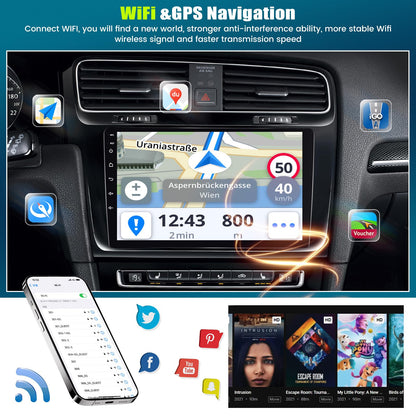 [6+128G] 8-Core Android 15 Car Stereo Radio for Jeep Patriot Compass 2010-2016 with Wireless Carplay&Android Auto,10.1 Inch Car Radio with Mirror Link Bluetooth FM/RDS WiFi GPS SWC Dual USB