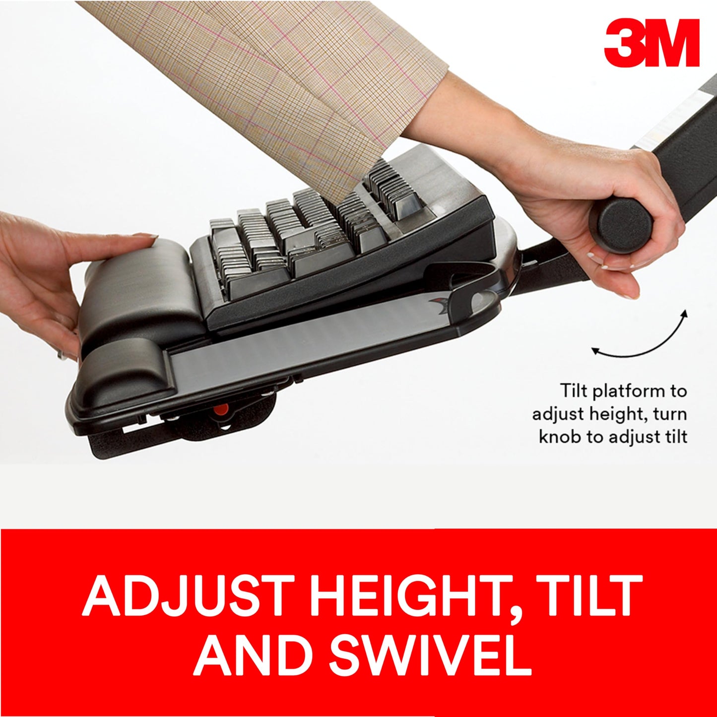 3M Sit/Stand Easy Adjust Keyboard Tray with Adjustable Keyboard andMouse Platform, 23 in Track