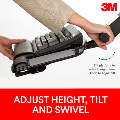 3M Sit/Stand Easy Adjust Keyboard Tray with Adjustable Keyboard andMouse Platform, 23 in Track