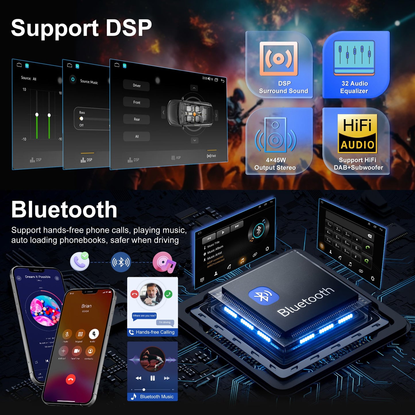 Car Stereo Radio for Ford F150 F250 F350 2004-2014, 7" Touchscreen Android 13 Car Radio Stereo Head Unit Dash Kit with Wireless CarPlay Android Auto GPS Navi SWC DSP FM WiFi Bluetooth Camera Mic