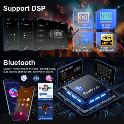 Car Stereo Radio for Ford F150 F250 F350 2004-2014, 7" Touchscreen Android 13 Car Radio Stereo Head Unit Dash Kit with Wireless CarPlay Android Auto GPS Navi SWC DSP FM WiFi Bluetooth Camera Mic