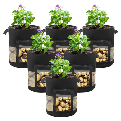 6 Pack 10 Gallon Visible Potato Grow Bags, Thickened Nonwoven Fabric Pots Potato Growing Containers with Handles & Visible Flap, Plant Grow Bags for Growing Potatoes, Tomatoes, Flowers, and Vegetables