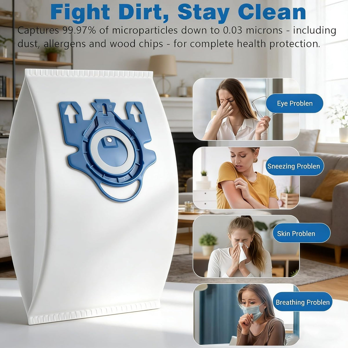 Miele 14 Pack 3D Airclean Vacuum Bags - Compatible with Classic C1, Complete C1, C2, C3 & More
