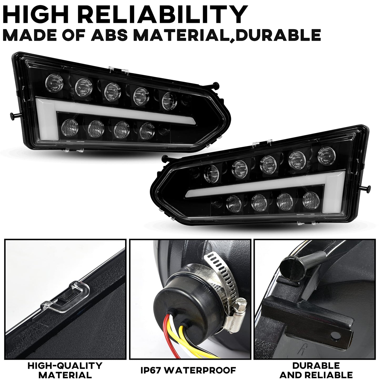 SAUTVS LED Headlights for Polaris Ranger 570 Mid Size, LED Head Lights Front Lamps with Turn Signal Lights DRL Halo Rings for Polaris Ranger 570 Mid-Size/Diesel/Crew 900/ Crew 570 Accessories(2PCS)