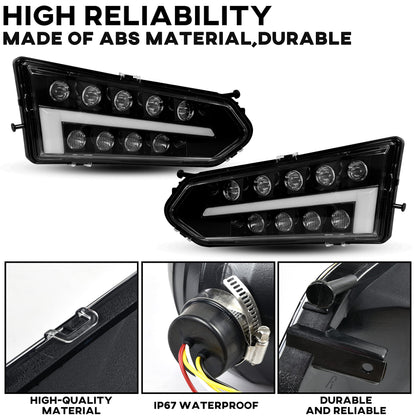 SAUTVS LED Headlights for Polaris Ranger 570 Mid Size, LED Head Lights Front Lamps with Turn Signal Lights DRL Halo Rings for Polaris Ranger 570 Mid-Size/Diesel/Crew 900/ Crew 570 Accessories(2PCS)