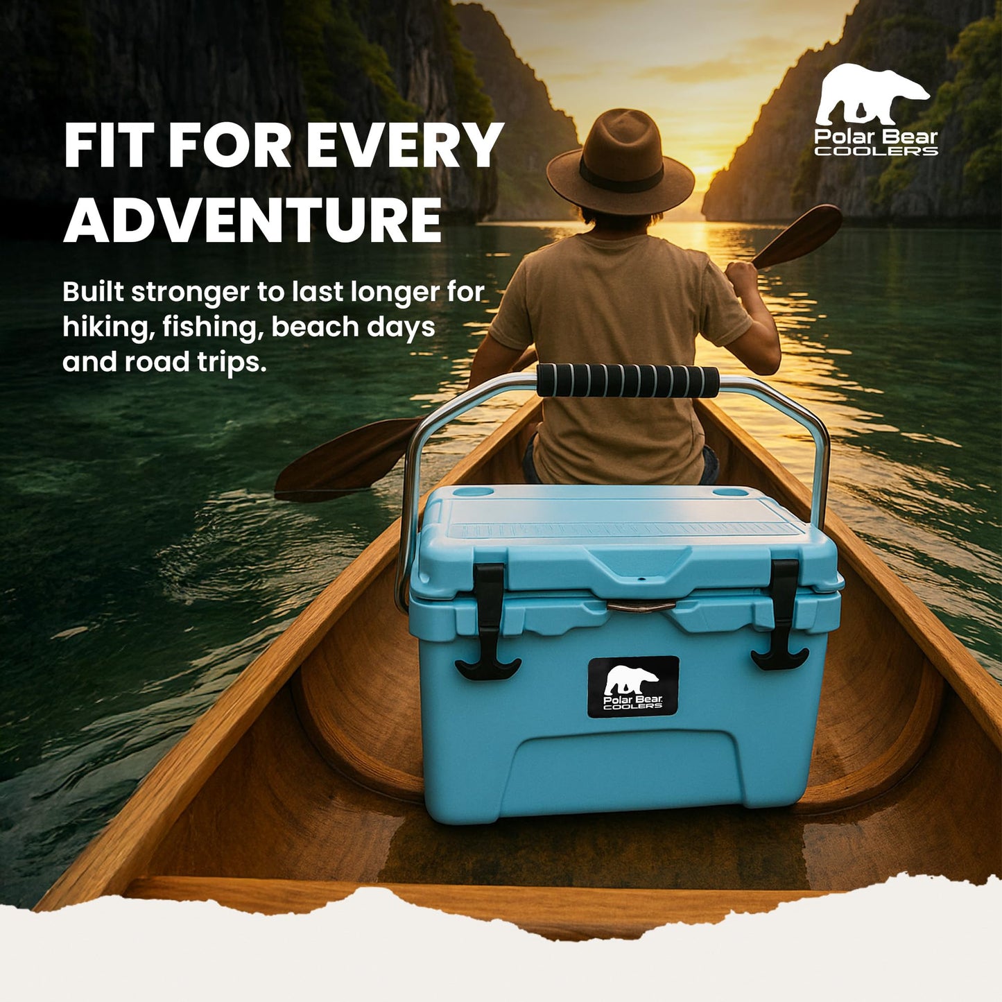 Polar Bear Coolers - 20 Can Hard-Sided Cooler - Ice Chest for Camping, Travel, Sports Events, or Fishing - Insulated Hard Shell Cooler - Heavy-Duty & Portable - Keeps Ice up to 5 days - 20 qt, Seafoam