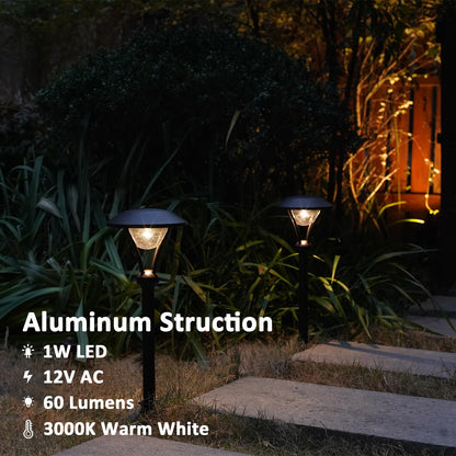 LL LIGHTING LIVING 12V Low Voltage Landscape Path Lights 4PK 1W 60LM LED Pathway Lights 3000K Warm White Durable Aluminum Housing with Stake, Waterproof for Walkway Garden, Black