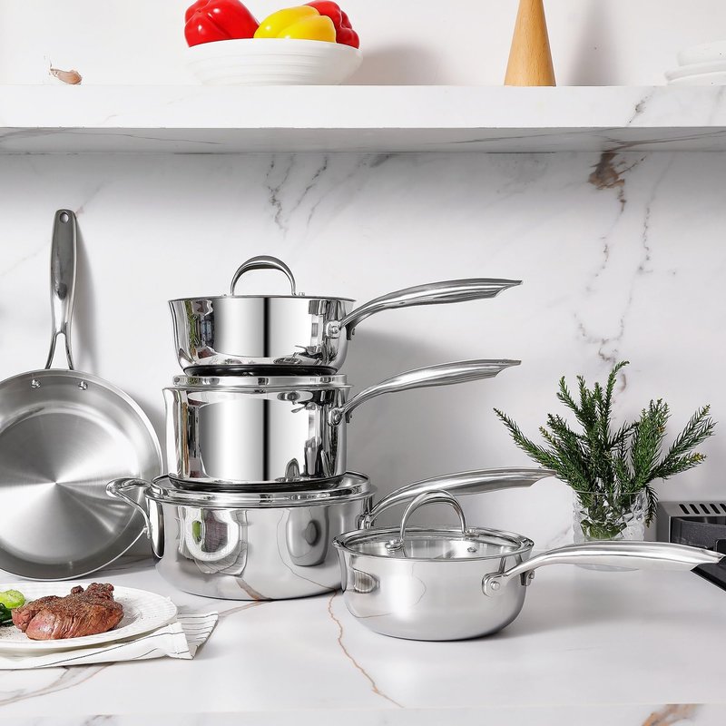 KEAWELL K3 Premium 8-Quart Tri-Ply Stainless Steel Stockpot with Lid, Induction & Oven Safe up to 600°F, Even Heating, Professional Cookware for All Stovetops (8-Qt)